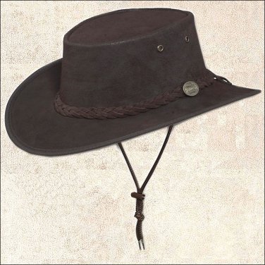 BARMAH FOLDAWAY SADDLER HAT FULL GRAIN COW LEATHER UV WATER RESISTANT BROWN