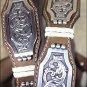 44 in M&F WESTERN ARIAT BROWN SCALLOP RAWHIDE CONCHO LEATHER MEN'S BELT COWBOY