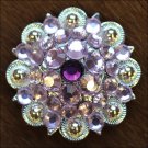 CN05 SET OF 4 PINK PURPLE CRYSTALS 1-1/4in. BERRY CONCHO RHINESTONE SADDLE TACK