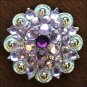 CN05 SET OF 4 PINK PURPLE CRYSTALS 1-1/4in. BERRY CONCHO RHINESTONE SADDLE TACK