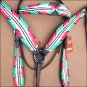 HILASON WESTERN LEATHER HORSE BRIDLE HEADSTALL BREAST COLLAR TURQUOISE PINK
