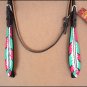 HILASON WESTERN LEATHER HORSE BRIDLE HEADSTALL BREAST COLLAR TURQUOISE PINK