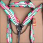 HILASON WESTERN LEATHER HORSE BRIDLE HEADSTALL BREAST COLLAR TURQUOISE PINK
