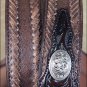 38x1 1/2" 3D DARK BROWN MEN WESTERN FASHION FLORAL LEATHER BELT REMOVABLE BUCKLE