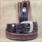36x1 1/2" 3D DARK BROWN MEN WESTERN FASHION FLORAL LEATHER BELT REMOVABLE BUCKLE