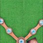 NEW HILASON WESTERN LEATHER TAN HORSE BREAST COLLAR w/ BLUE CONCHOS