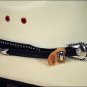 JUSTIN BLACK FLORAL EMBOSSED AND STUDDED LEATHER HATBAND W/ SILVER BUCKLE