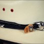 JUSTIN BLACK FLORAL EMBOSSED AND STUDDED LEATHER HATBAND W/ SILVER BUCKLE
