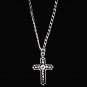 SILVER STRIKE MEN'S NECKLACE PENDANT LADIES CHAIN INLAY BLACK & BLUE CRYSTAL