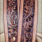 40 INCH WESTERN MEN TAN TOOLED DARK BROWN LEATHER STITCHING BELT