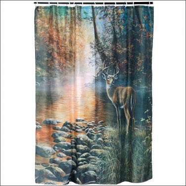 RIVERS EDGE HOME D&Atilde;�COR BATHROOM OUTDOOR CURTAIN WATER SHED W/ 12 RINGS