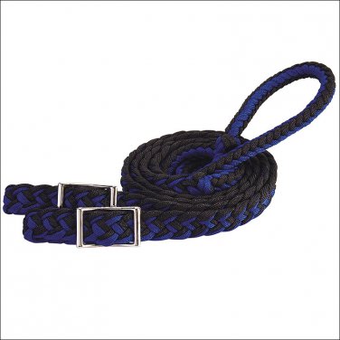 BLUE WEAVER 8 FT BRAIDED NYLON BARREL HORSE TACK REINS CONWAY BUCKLE BIT ENDS