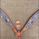 HILASON WESTERN LEATHER HORSE BREAST COLLAR HAND PAINT PAISLEY