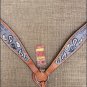 HILASON WESTERN LEATHER HORSE BREAST COLLAR HAND PAINT PAISLEY