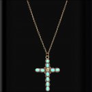 LOULABELLE VINTAGE GOLD CROSS NECKLACE LADIES TURQUOISE COLLERED STONE LOBSTER