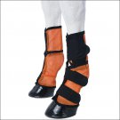 TOUGH 1 CONTOURED MESH NEOPRENE LINED ELASTIC HORSE LEG FLY BOOTS PAIR ORANGE