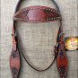 HILASON WESTERN HAND TOOLED LEATHER HORSE BRIDE HEADSTALL MAHOGANY