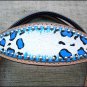 HILASON WESTERN LEATHER HORSE BRIDLE HEADSTALL HAND PAINT CHEETAH BLUE WHITE