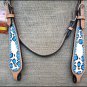 HILASON WESTERN LEATHER HORSE BRIDLE HEADSTALL HAND PAINT CHEETAH BLUE WHITE