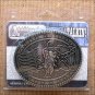 MONTANA SILVERSMITHS OVAL SHAPED BULL RIDER & US FLAGS ATTITUDE BELT BUCKLE