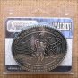 MONTANA SILVERSMITHS OVAL SHAPED BULL RIDER & US FLAGS ATTITUDE BELT BUCKLE