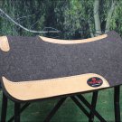 FP101-F HILASON WESTERN GREY WOOL FELT SADDLE PAD W/ LEATHER BORDER