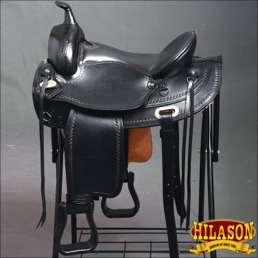 DF200BK-F HILASON WIDE GULLET OR DRAFT HORSE WESTERN TRAIL ENDURANCE SADDLE 16"