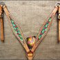 HILASON WESTERN LEATHER HORSE HEADSTALL BREAST COLLAR TAN LADY BIRD INLAY
