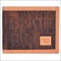 TONY LAMA COGNAC LEATHER GATOR PRINT WESTERN BIFOLD WALLET NATURAL TRIM