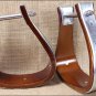 SLOPED EXTRA WIDE GALVANIZED METAL BOUND WOODEN BELL HORSE SADDLE STIRRUP