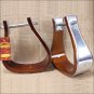 SLOPED EXTRA WIDE GALVANIZED METAL BOUND WOODEN BELL HORSE SADDLE STIRRUP