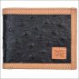 TONY LAMA BLACK OSTRICH LEATHER PRINT TRIM WESTERN BIFOLD MENS WALLET NATURAL
