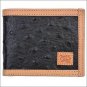 TONY LAMA BLACK OSTRICH LEATHER PRINT TRIM WESTERN BIFOLD MENS WALLET NATURAL
