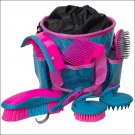 WEAVER GLITTER GROOMING KIT 7 PIECE ASSORTMENT HANDY VINYL BAG W/ 6 POCKET BLUE