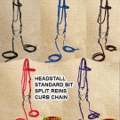NEW HILASON SYNTHETIC HORSE BROWBAND BRIDLE HEADSTALL SPLIT REINS BIT CURB CHAIN