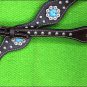 HILASON WESTERN LEATHER HORSE HEADSTALL BREAST COLLAR BROWN TURQUOISE CONCHO