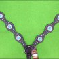 HILASON WESTERN LEATHER HORSE HEADSTALL BREAST COLLAR BROWN TURQUOISE CONCHO