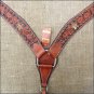 V1 HILASON WESTERN LEATHER BREAST COLLAR DARK OIL BLACK HAIR ON INLAY