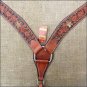 V1 HILASON WESTERN LEATHER BREAST COLLAR DARK OIL BLACK HAIR ON INLAY