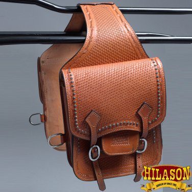 BH113-F HILASON WESTERN LEATHER COWBOY TRAIL RIDE HORSE SADDLE BAG
