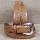 1377L 40 x 1 3/8 INCH TONY LAMA MEN'S TAN OSTRICH PRINT LEATHER DRESS BELT