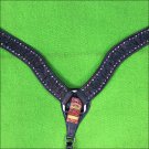 HILASON WESTERN LEATHER HORSE BREAST COLLAR BLACK RHINESTONES PURPLE GREEN
