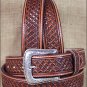 38 INCH WESTERN NOCONA LEATHER MENS BELT TOOLED SQUARE WEAVE COPPER