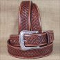 38 INCH WESTERN NOCONA LEATHER MENS BELT TOOLED SQUARE WEAVE COPPER