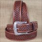 38 INCH WESTERN NOCONA LEATHER MENS BELT TOOLED SQUARE WEAVE COPPER
