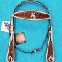 HILASON WESTERN LEATHER HORSE BRIDLE HEADSTALL TAN DARK BROWN CROSS GUN CONCHOS