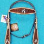 HILASON WESTERN LEATHER HORSE BRIDLE HEADSTALL TAN DARK BROWN CROSS GUN CONCHOS