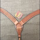 S319 HILASON WESTERN HAND BASKET WEAVE LEATHER HORSE BREAST COLLAR TAN