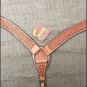 S319 HILASON WESTERN HAND BASKET WEAVE LEATHER HORSE BREAST COLLAR TAN