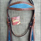 HILASON WESTERN LEATHER HORSE HEADSTALL  MAHOGANY TURQUOISE
